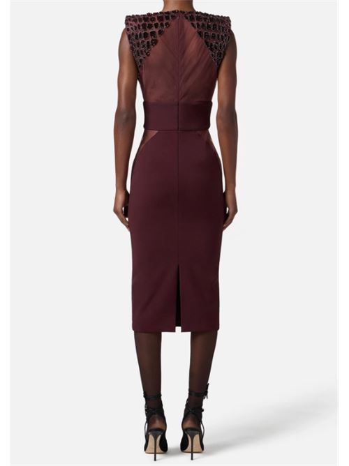 DRESS WITH COCONUT EMBROIDERY ELISABETTA FRANCHI | AB83457E2EA4 Merlot